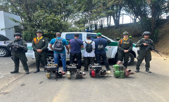 4 hombres fueron capturados por explotación ilícita de yacimiento minero.