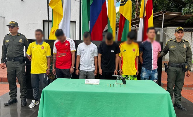 Policía Nacional captura 6 hombres por el delito de fabricación, tráfico, porte, o tenencia de armas de fuego
